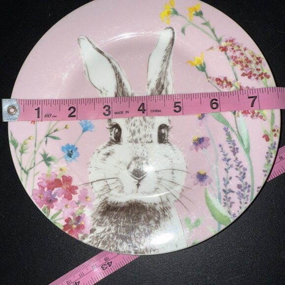 Stechcol Grace China Bunny Side Plates Pink 7.5” Dish - Picture 4 of 7